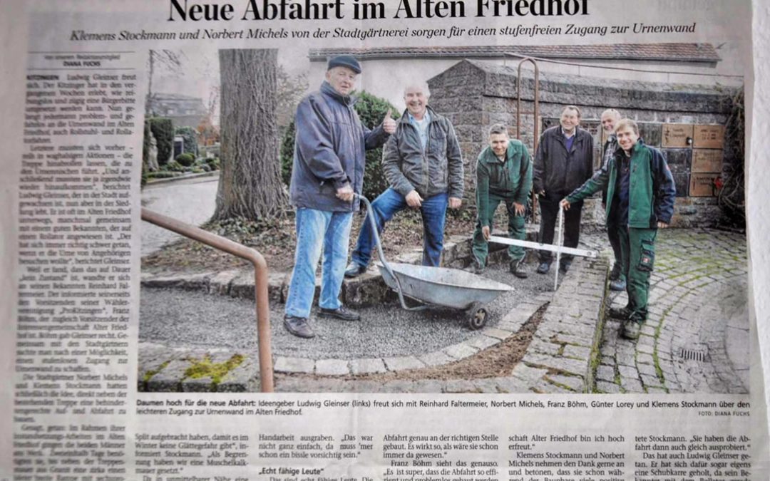 Neue Abfahrt im Alten Friedhof: Bericht „Die Kitzingen“ vom 29.12.2015